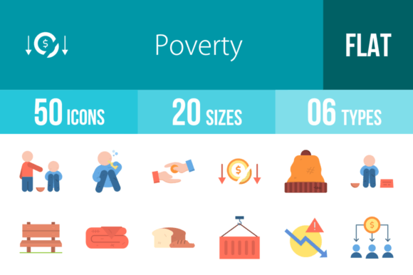 50 Poverty Flat Icons: Essential Graphics for Blogs