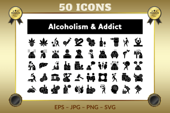 Alcoholism Addict Glyph Icons: Graphics for Bold Branding