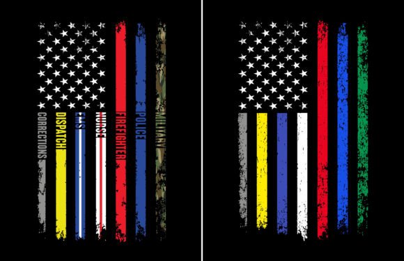 First Responders Flag Graphics for T-Shirt Designs
