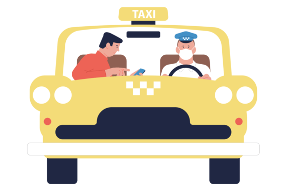 Taxi Driver in Medical Mask: Graphics & Illustrations